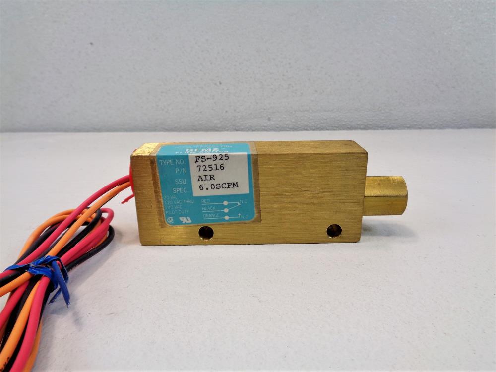 IMO Gems Sensor Piston-Type Flow Switch, FS-925, 72516, Brass